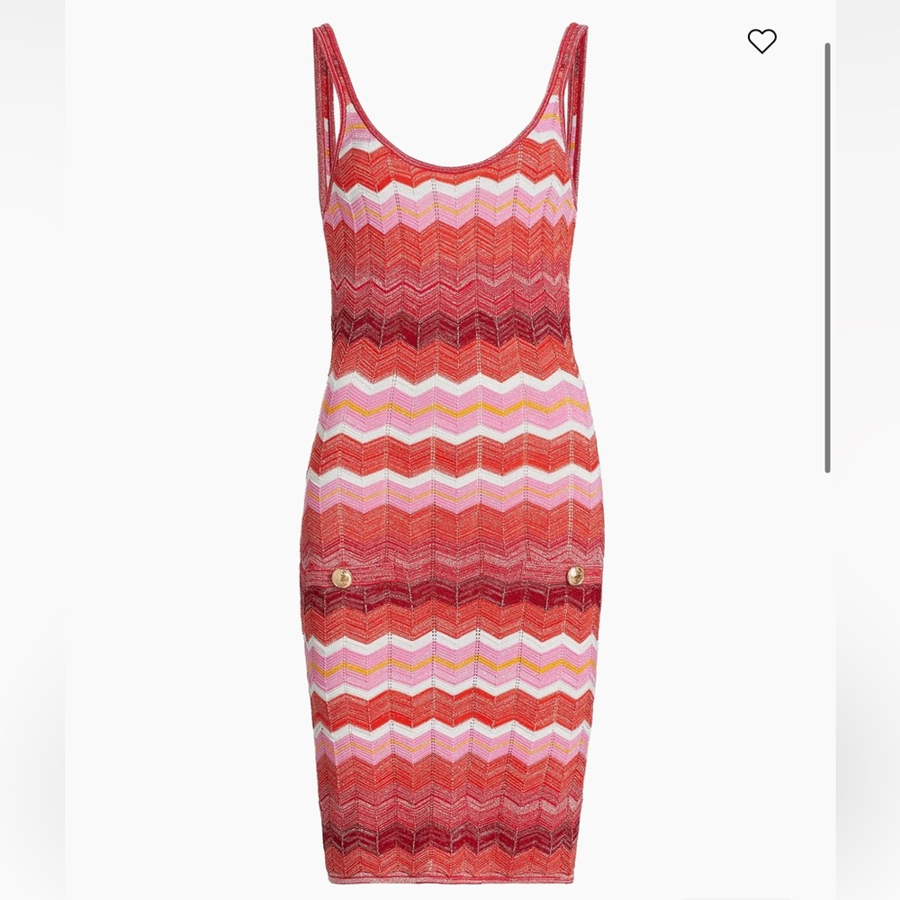Milly Multi Red Metallic Zig-Zag Tank Minidress - SMALL
